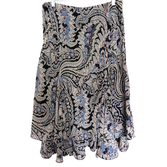 Y2K Ruffled Chiffon Paisley Midi Skirt Medium Boho Festival Fairy Grunge Witchy - Picture 1 of 5